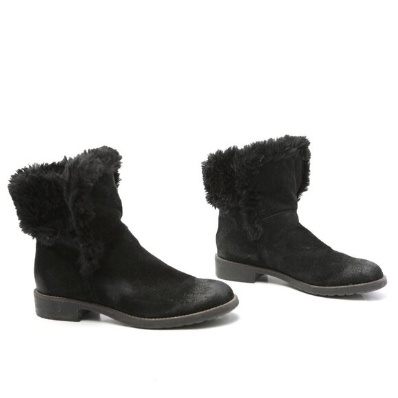 Vintage Bravo Browns Suede Faux Fur Boots Ankle Booties Italy Y2K Black Winter - Picture 11 of 11